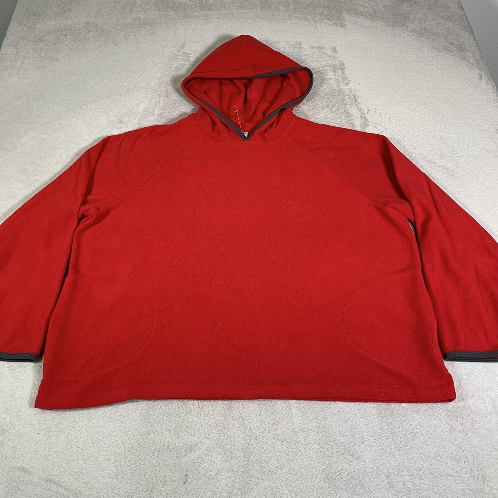 Vintage Old Navy Hoodie Mens 2XL Red Fleece Pullover Sweatshirt‎ Raglan Pockets
